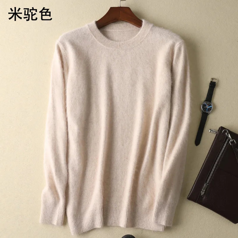 Men's 100% Pure Mink Cashmere Sweaters Soft Warm O-Neck Casual Pullovers Winter Long Sleeve High Quanlity Tops 17Colors Jumpers