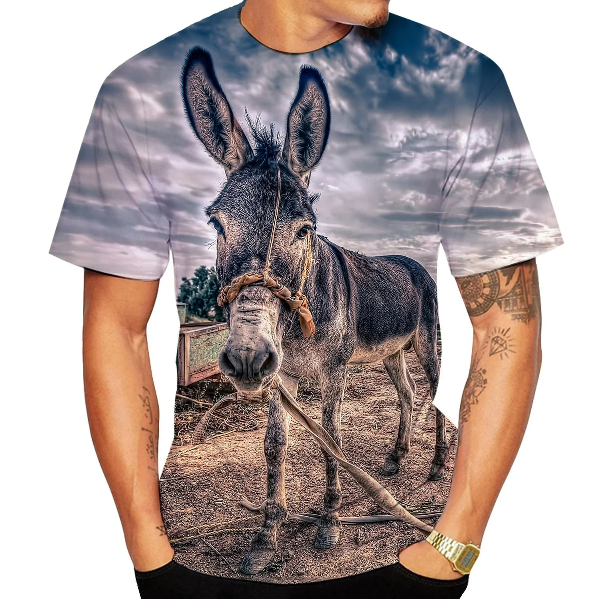 Funny Donkey T-Shirts Animal 3D Print Men Streetwear Casual Short Sleeve T Shirts Oversized Harajuku Kid Top Tees Clothing