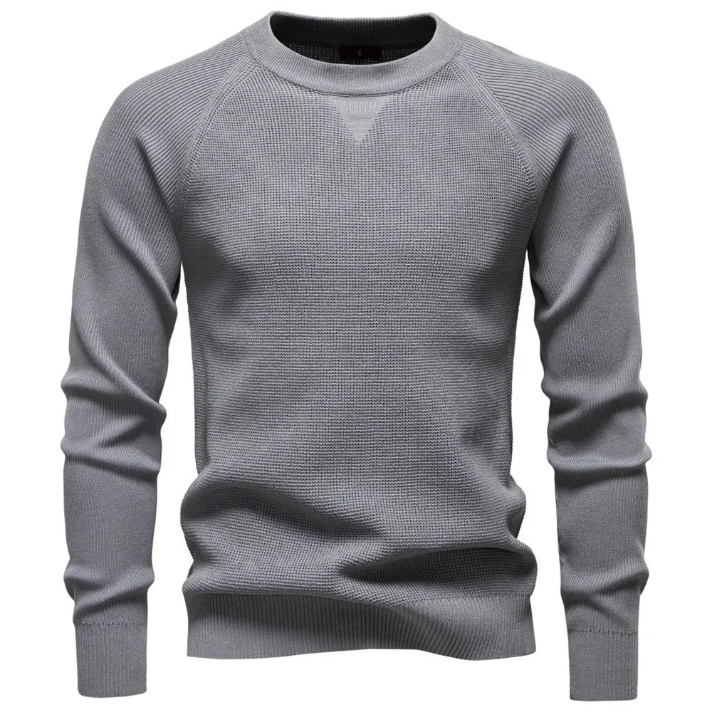 High Quality Men's Casual Knitted Sweater round Neck Pullover Fashionable New Arrival Pure Color Business Casual Autumn Winter
