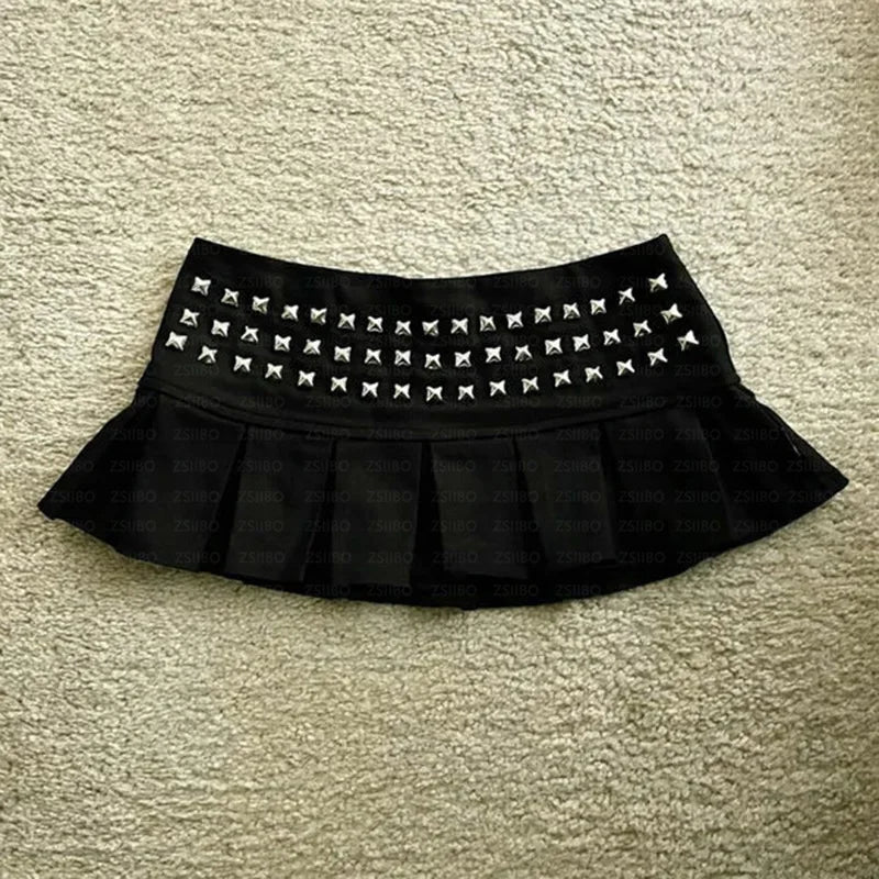 Dark style hot bead Gothic women's half skirt, high waist slimming A-line punk style slimming versatile