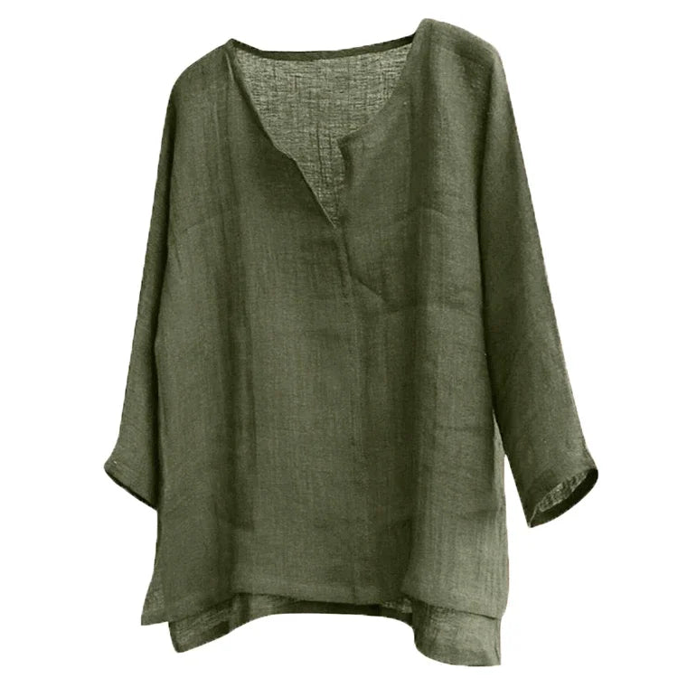 Autumn New Men's Long Sleeve Baggy V-neck Shirt Solid Color Casual Breathable Lightweight  Versatile Basic Tops Male Dailywear
