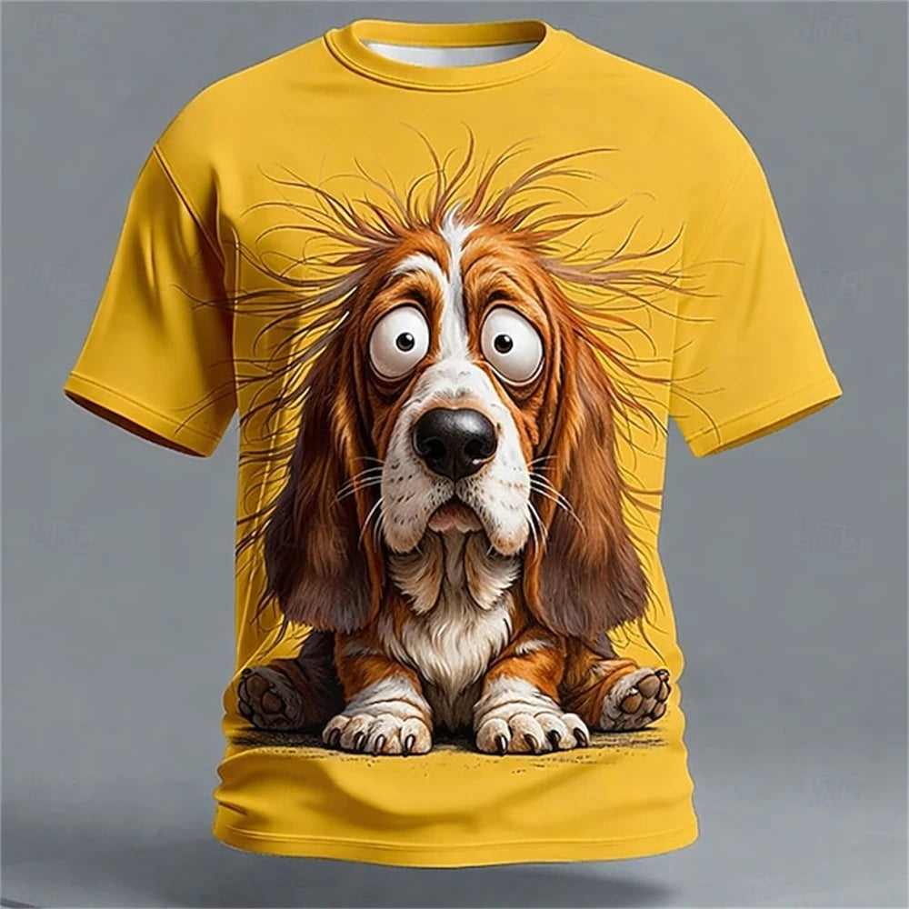Cartoon Animal 3D Print Men's T-Shirts Funny Dog Pattern Street Short Sleeve Tee Summer Casual O-neck Loose Top Fashion Clothing