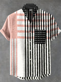 New Men's Striped Linen 80% Short Sleeve Shirt 3D Music Printed Comfort Button Shirt Hawaiian Shirt