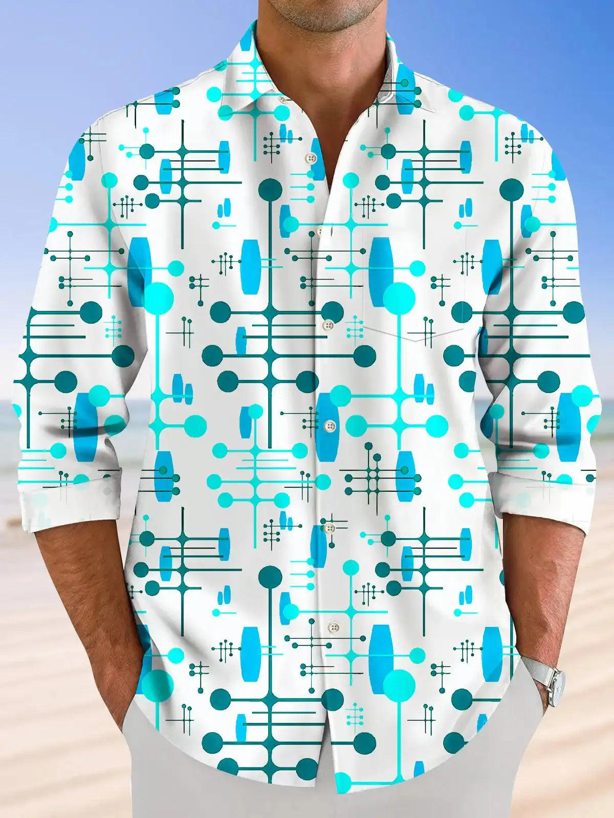 Men's shirts, button down shirts, casual shirts, spring and summer, printed long sleeves, daily, fashionable, comfortable