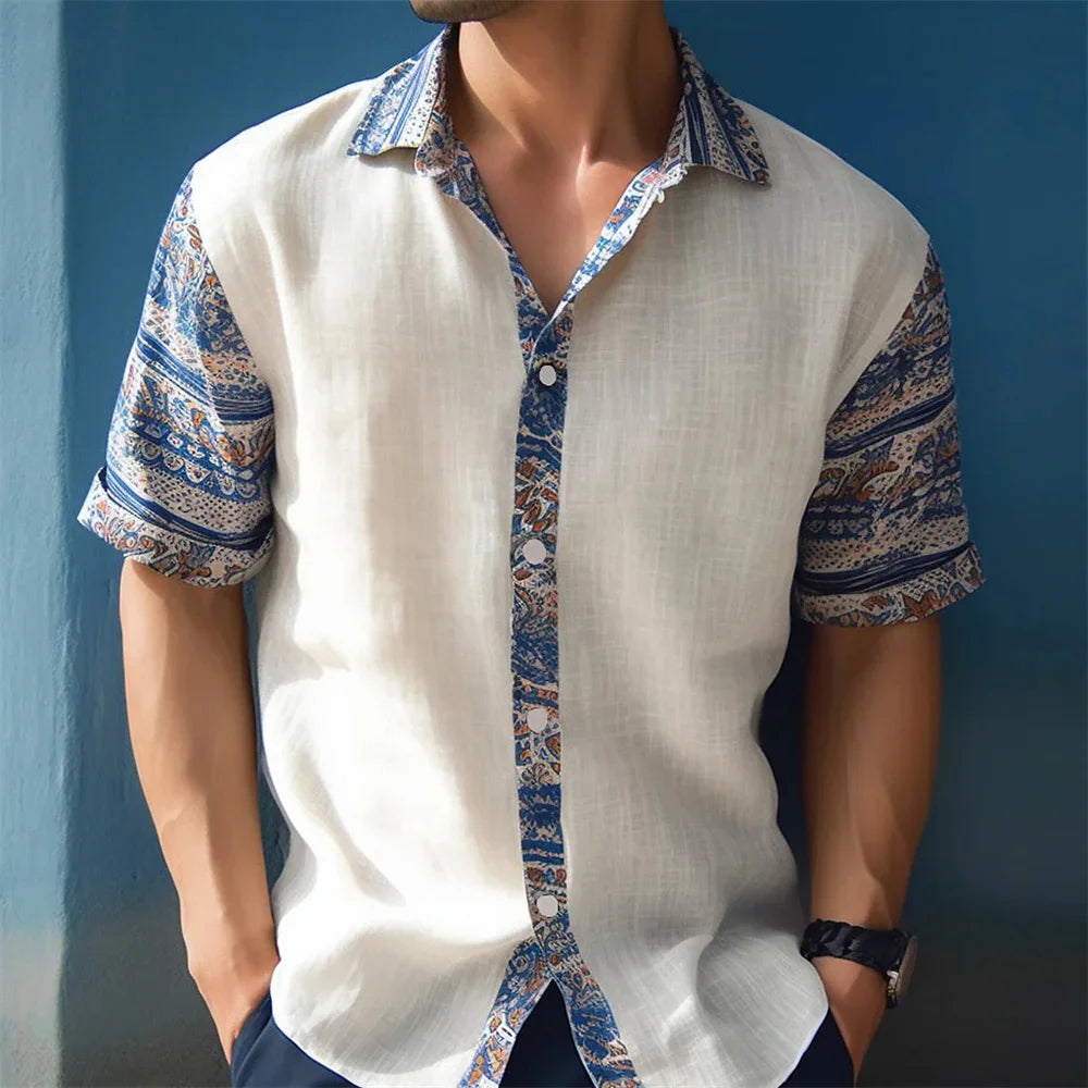 2024 Summer Hawaiian Men's Casual Printed Shirts Street Fashion Short Sleeves Flip Collar Button Comfortable Fabric Clothing
