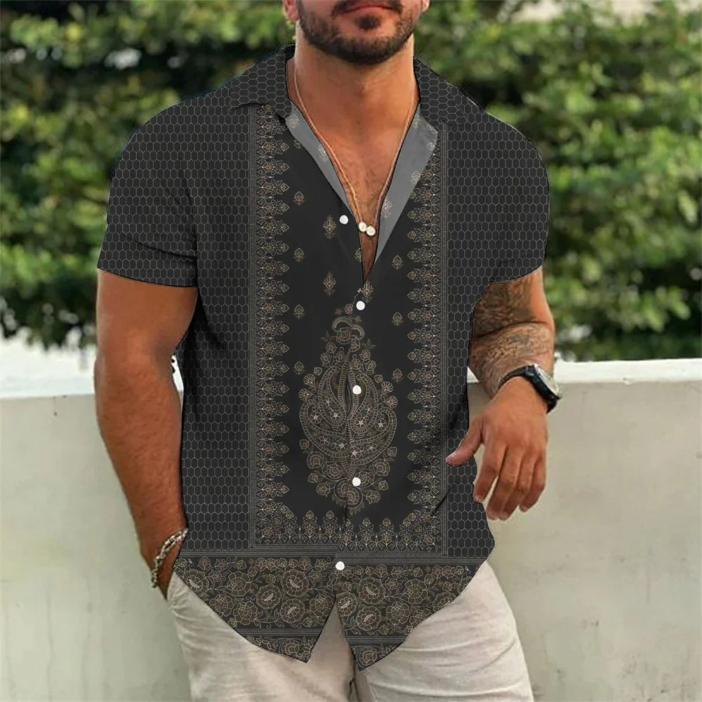 2024 Summer Hawaiian Men's Casual Printed Shirts Street Fashion Short Sleeves Flip Collar Button Comfortable Fabric Clothing