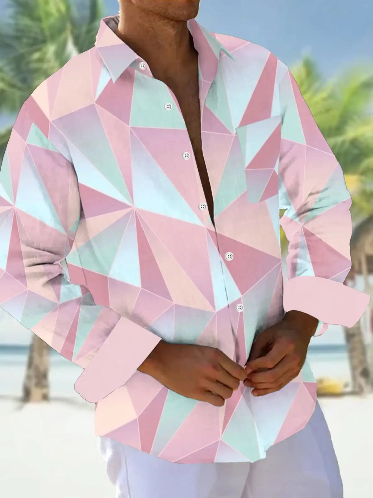 Men's shirts, button down shirts, casual shirts, spring and summer, printed long sleeves, daily, fashionable, comfortable