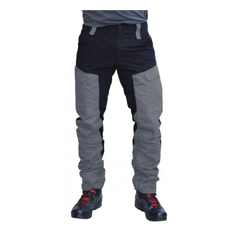 Casual Men Fashion Color Block Multi Pockets Sports Long Cargo Pants Breathable Work Trousers Men Work Trousers Men Clothing