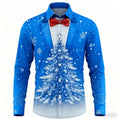Men's Christmas shirt, casual fashion design, holiday party men's top, long sleeve lapel men's high-end clothing XS-6XL size