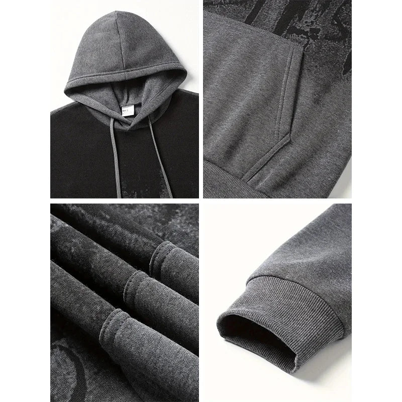 Autumn Winter Men Hoodie Viking Raven Print Sweatshirt Warm Comfortable Outdoor Fashion Top Quality Casual Outwear Male Clothing
