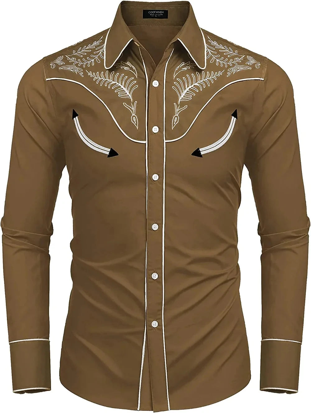 2025Fashion Men's Western Printed Long -sleeved Lapel Single -breasted Shirt Casual Social Men's Club Street Clothing
