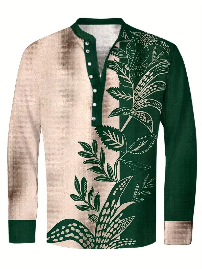 Men's Casual Multifunctional Fashion Street Men's Shirt Lapel Long Sleeve Top Men's Bird Long Sleeve Shirt