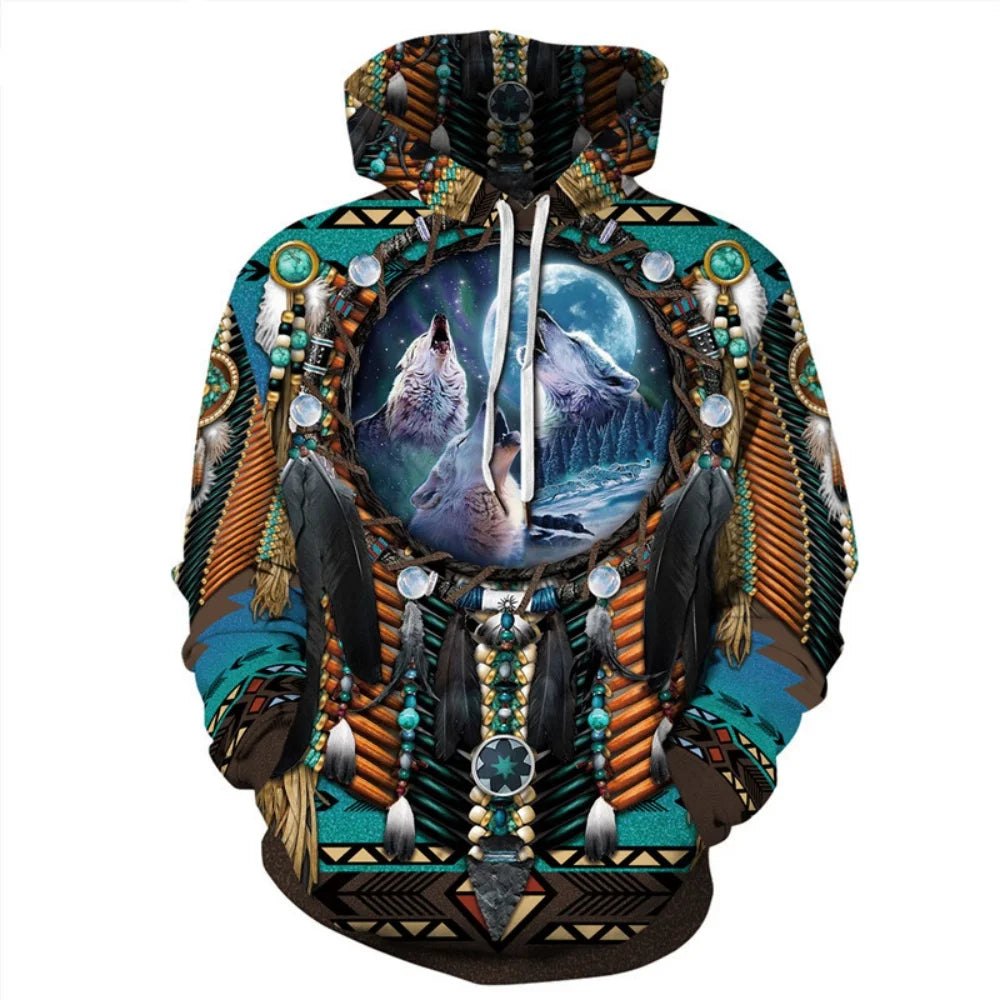 Men's Clothing Bohemian Style Hooded Shirt Autumn New in Sweatshirts Loose Long Sleeve Y2k Clothes Fashion Tops Men's Hoodie
