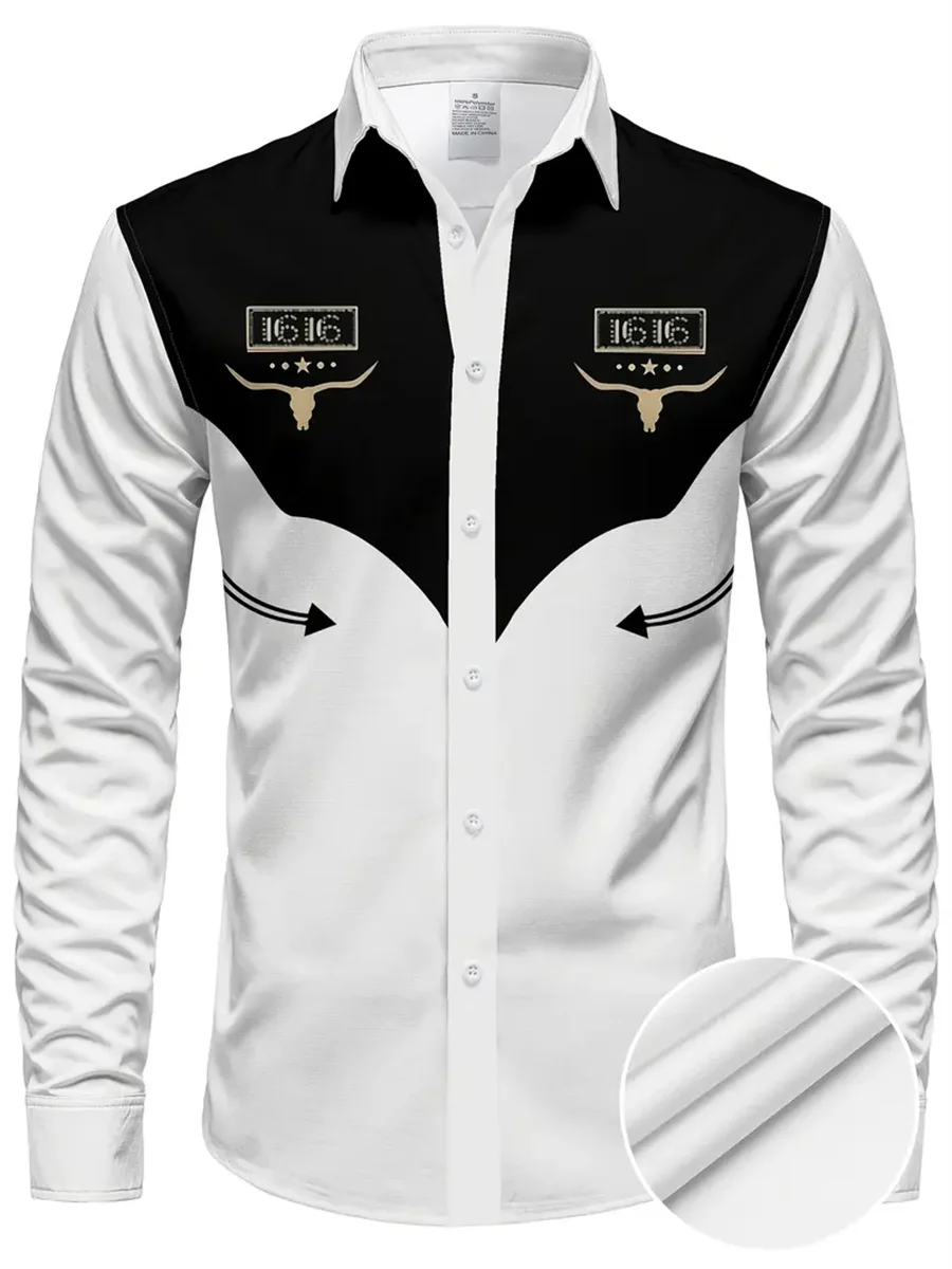Men's shirt long sleeve shirt, casual retro striped denim style fashion design long men's top, casual breathable button style