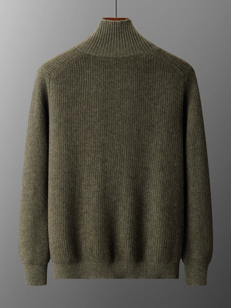 Luxury 100% Cashmere Cardigan for Men Mock Collar Thickening Sweater Autumn Winter Knitted Coat Soft Clothing Smart Casual Top