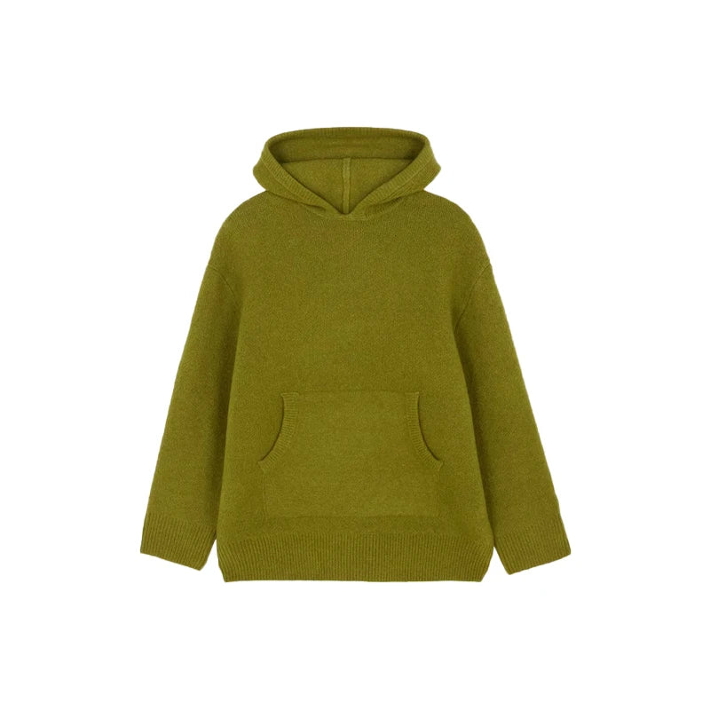 Solid Casual Knitted Oversize Sweaters Hoodie Women Long Sleeve Commute 2026 Autumn Winter Female Pullover Chic Street Jumper