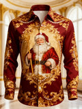2025 Christmas Men's 3D Printed Santa Claus Casual Long Seelve Shirts Fashion Men's Dress Shirts Fall Clothing For Old Mans