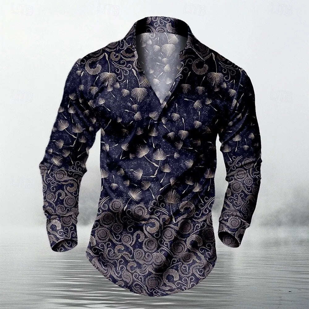 New men's long sleeved shirt, casual and fashionable checkered shirt, lapel single breasted long sleeved men's clothing