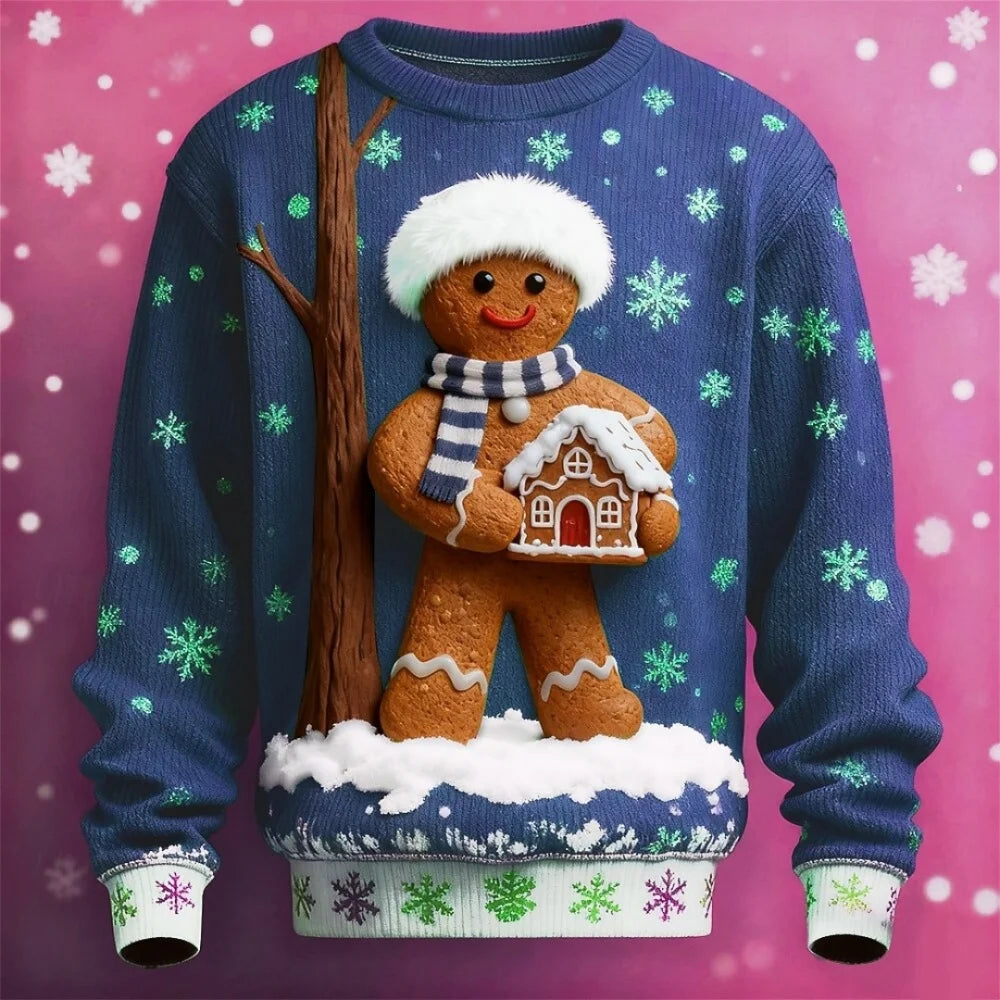 Knit Christmas Sweater Ugly Christmas Sweater Warm Sweater for Man Sweater Fashion Crew Neck Knitted Long Sleeve Clothing Tops