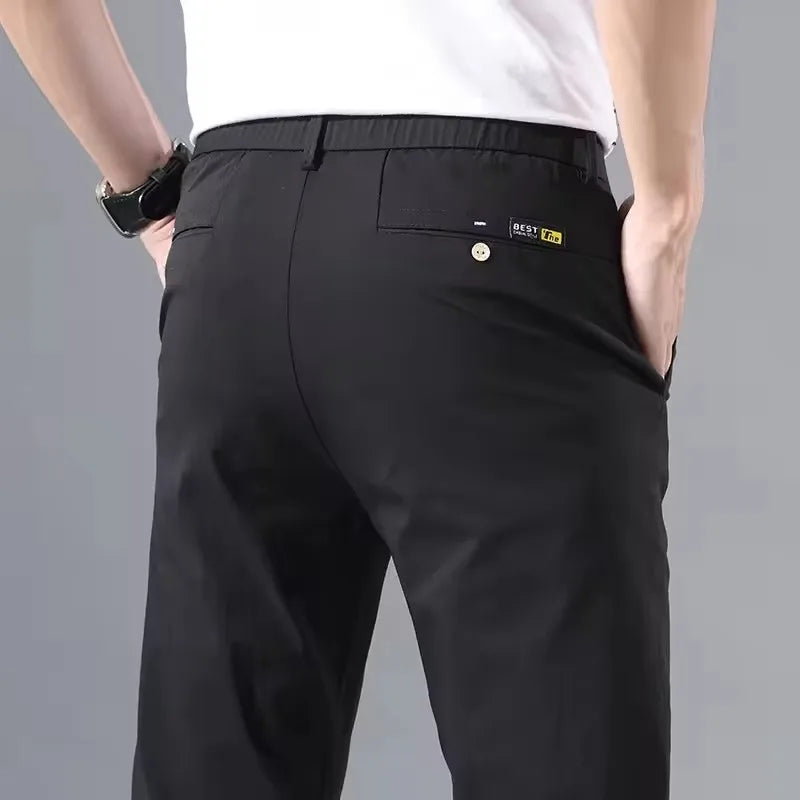 2025 Spring Autumn Thin Slim Men Casual Pants Classic Business Cotton Stretch Golf Trousers Korean Fashion Male Clothing Pants