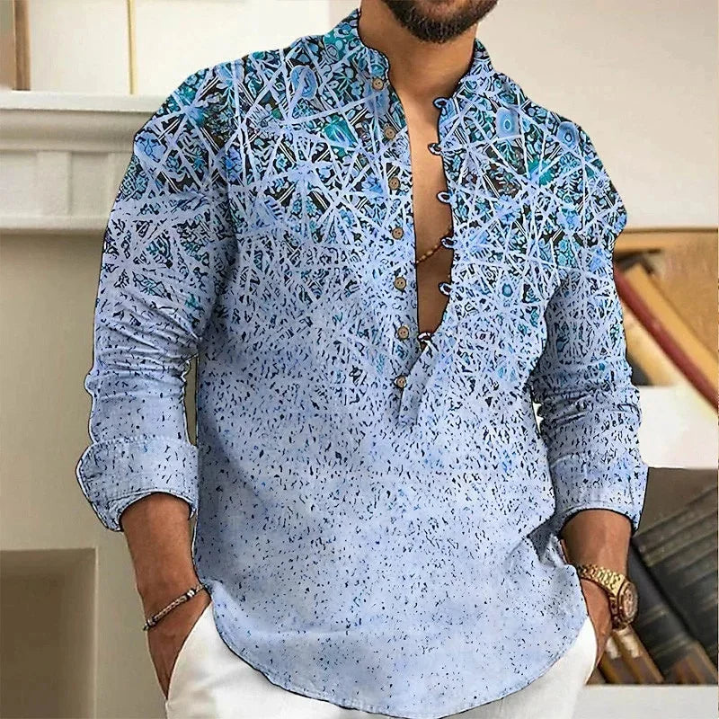 Men's Shirt 3D Floral Print Lapel Long Sleeve Men's Tops Vintage 2025 Street Trend Outdoor Fashion Dress Designer XS-6XL
