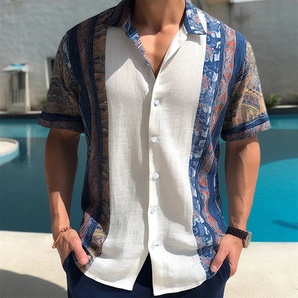 2024 Summer Hawaiian Men's Casual Printed Shirts Street Fashion Short Sleeves Flip Collar Button Comfortable Fabric Clothing