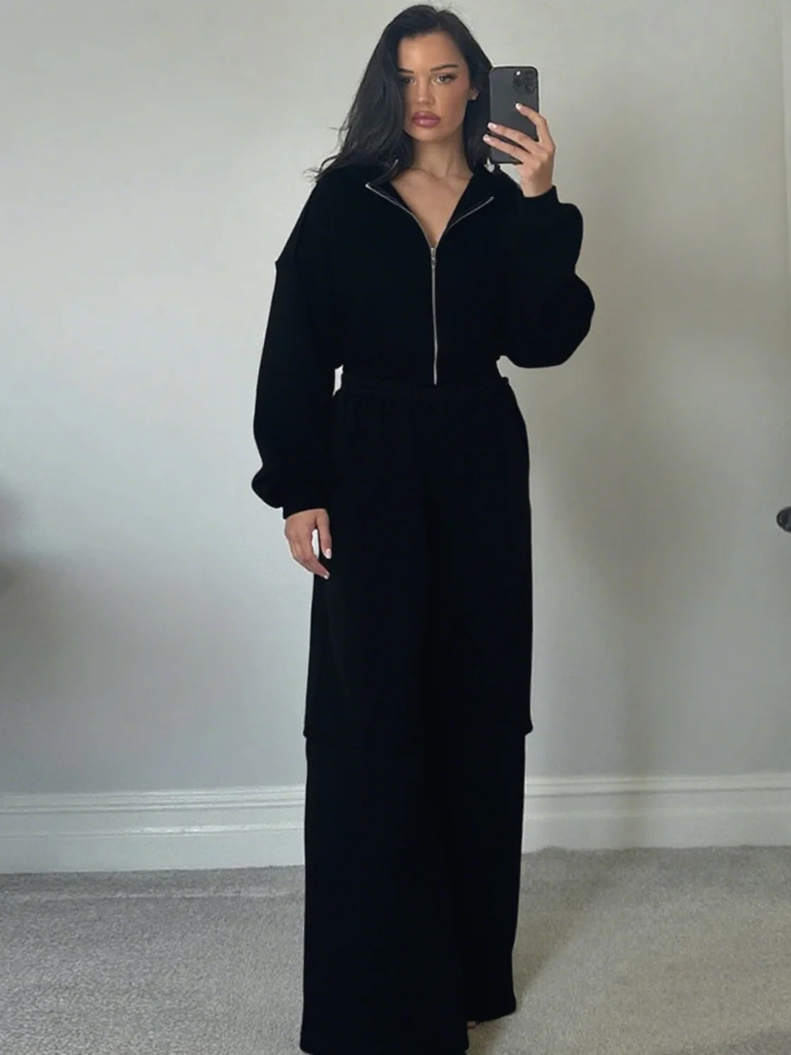 Weird Puss Casual Tracksuit Women 2 Piece Set Panelled Stripes Sporty Simple Hipster Hooded Zip Jacket+Wide Pants Matching Suits