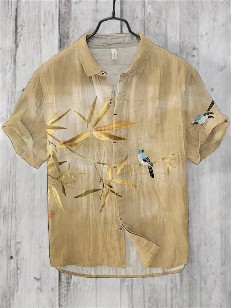 Men's Linen Short Sleeve Shirt Comfortable Breathable Short Sleeve Shirt Design Men's Hawaiian Summer Shirt Top
