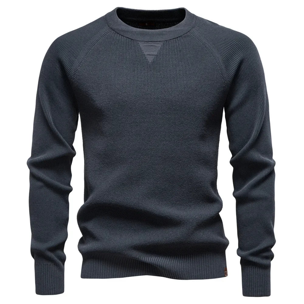 High Quality Men's Casual Knitted Sweater round Neck Pullover Fashionable New Arrival Pure Color Business Casual Autumn Winter