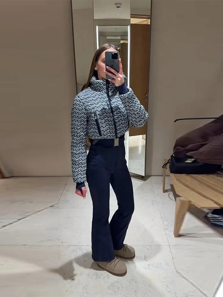Fashion Women's Jumpsuit Stand Collar Full Sleeve Slim Solid Female Set 2026 Sping Winter Chic Casual Thick Cozy Lady Ski Suit