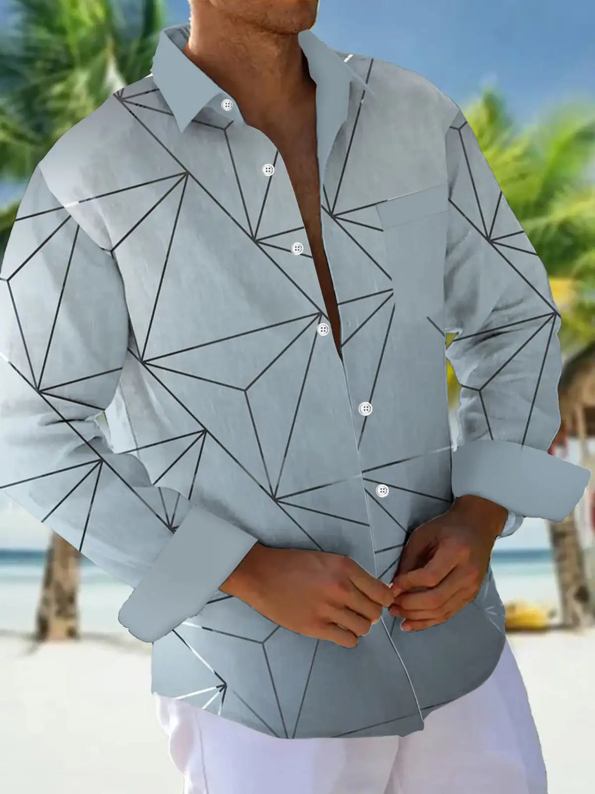 Men's shirts, button down shirts, casual shirts, spring and summer, printed long sleeves, daily, fashionable, comfortable