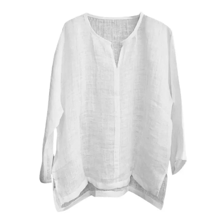 Autumn New Men's Long Sleeve Baggy V-neck Shirt Solid Color Casual Breathable Lightweight  Versatile Basic Tops Male Dailywear