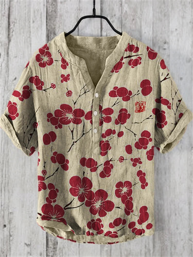 Men's Casual Short-Sleeved Printed Vacation Clothing Plus Size Men's 2026 Summer New Top Short-Sleeved Shirt