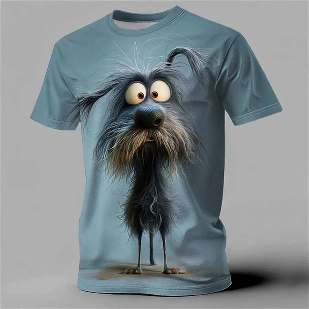 Cartoon Animal 3D Print Men's T-Shirts Funny Dog Pattern Street Short Sleeve Tee Summer Casual O-neck Loose Top Fashion Clothing