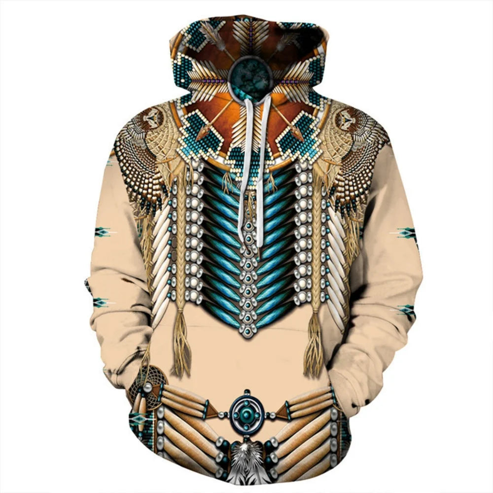 Men's Clothing Bohemian Style Hooded Shirt Autumn New in Sweatshirts Loose Long Sleeve Y2k Clothes Fashion Tops Men's Hoodie
