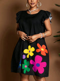 Large Fashion New Round Neck Flower Printed Casual Dress
