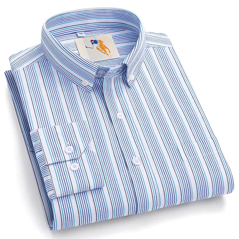 New in Shirt over 9XL 100%Cotton Long-Sleeve Shirts for Men Slim Fit Casual Plain Shirt Soft Striped Thin Korean Popular Clothes