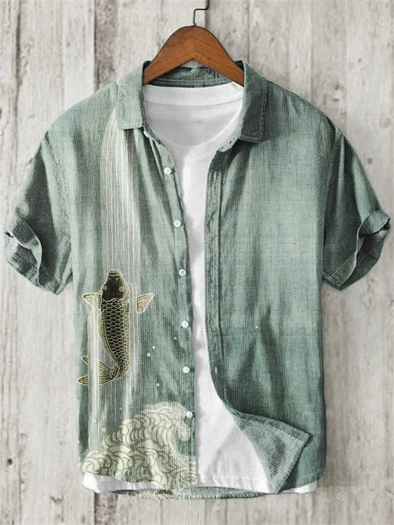 Men's Linen Short Sleeve Shirt Comfortable Breathable Short Sleeve Shirt Design Men's Hawaiian Summer Shirt Top