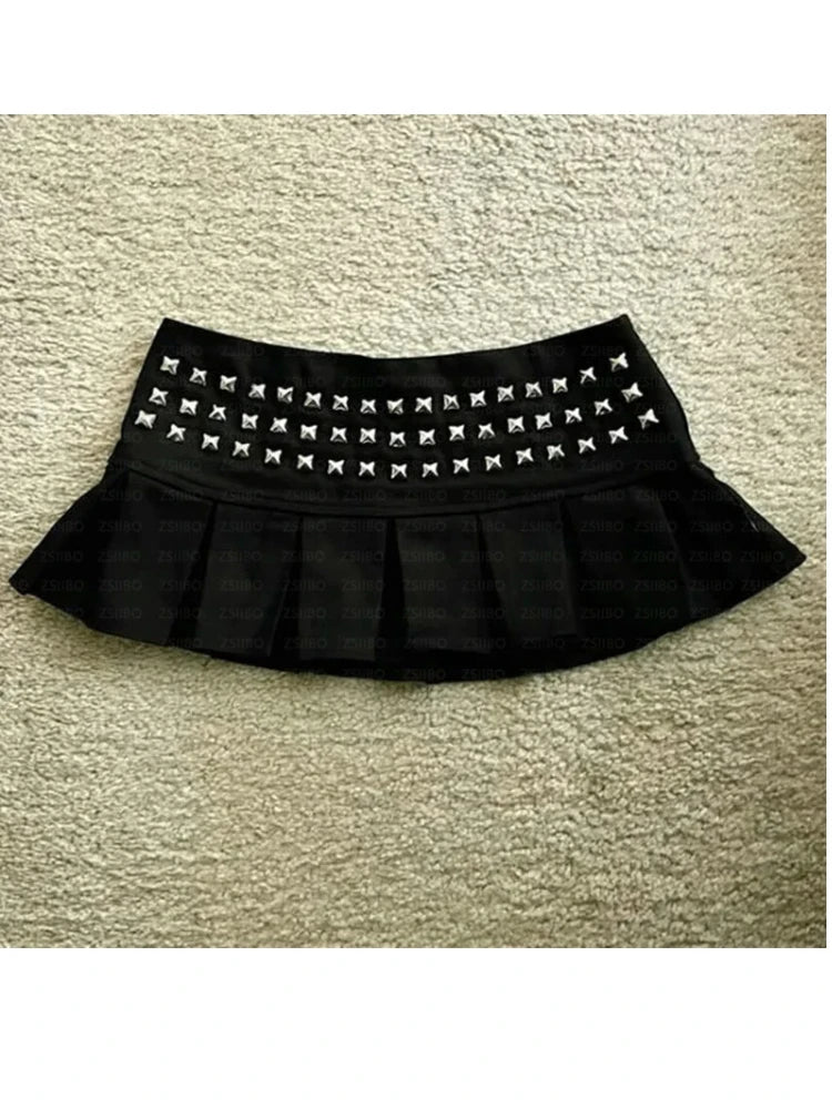 Dark style hot bead Gothic women's half skirt, high waist slimming A-line punk style slimming versatile