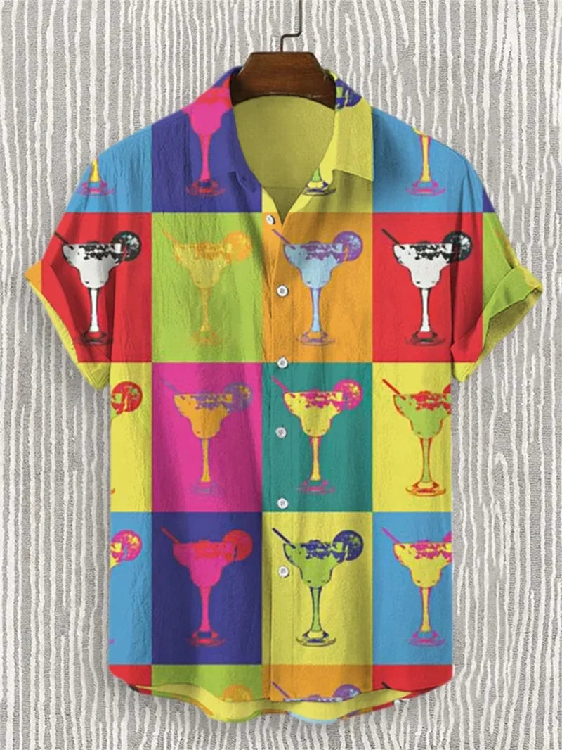 3D printed temperament men's shirt Hawaiian style summer fashion street trend retro boutique top