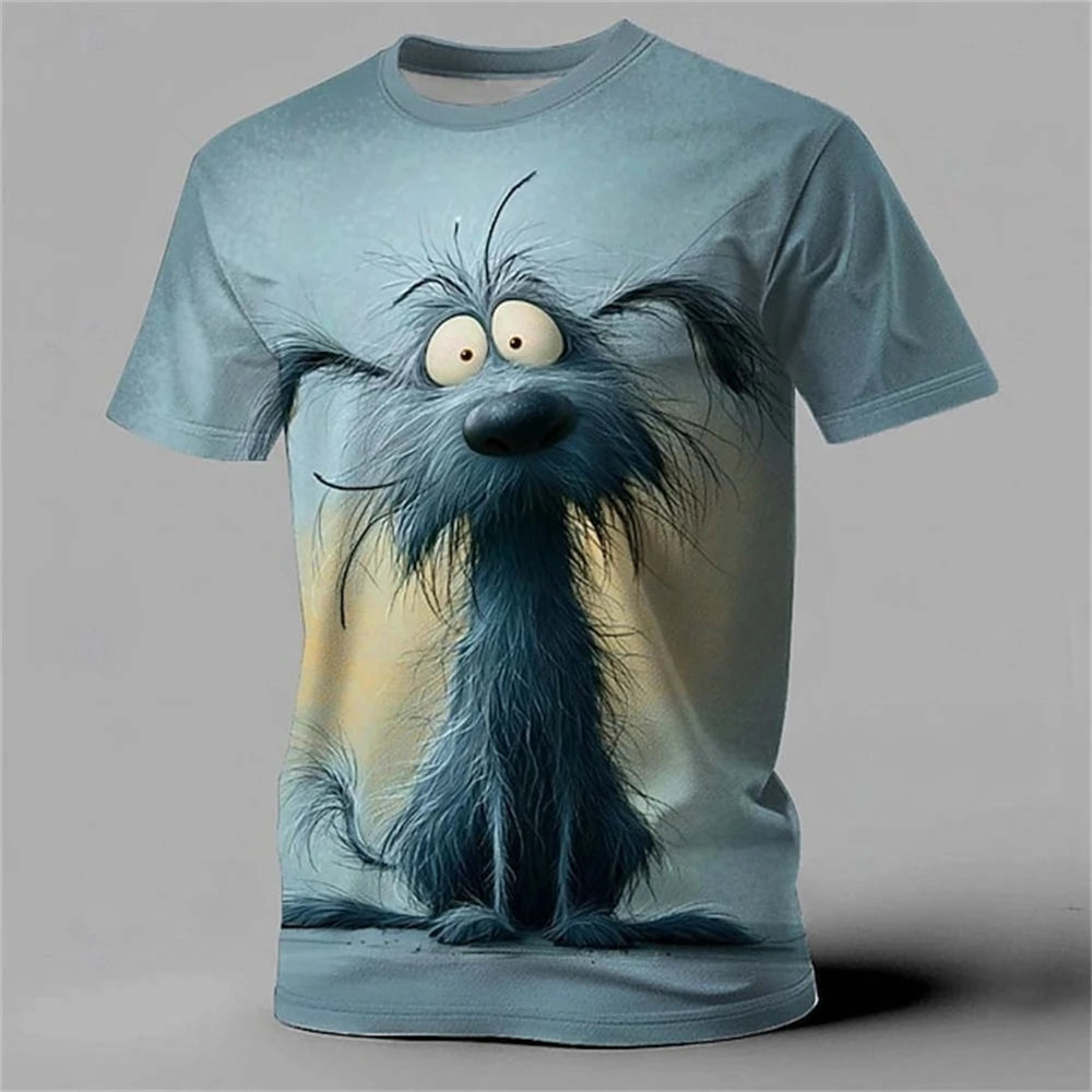 Cartoon Animal 3D Print Men's T-Shirts Funny Dog Pattern Street Short Sleeve Tee Summer Casual O-neck Loose Top Fashion Clothing