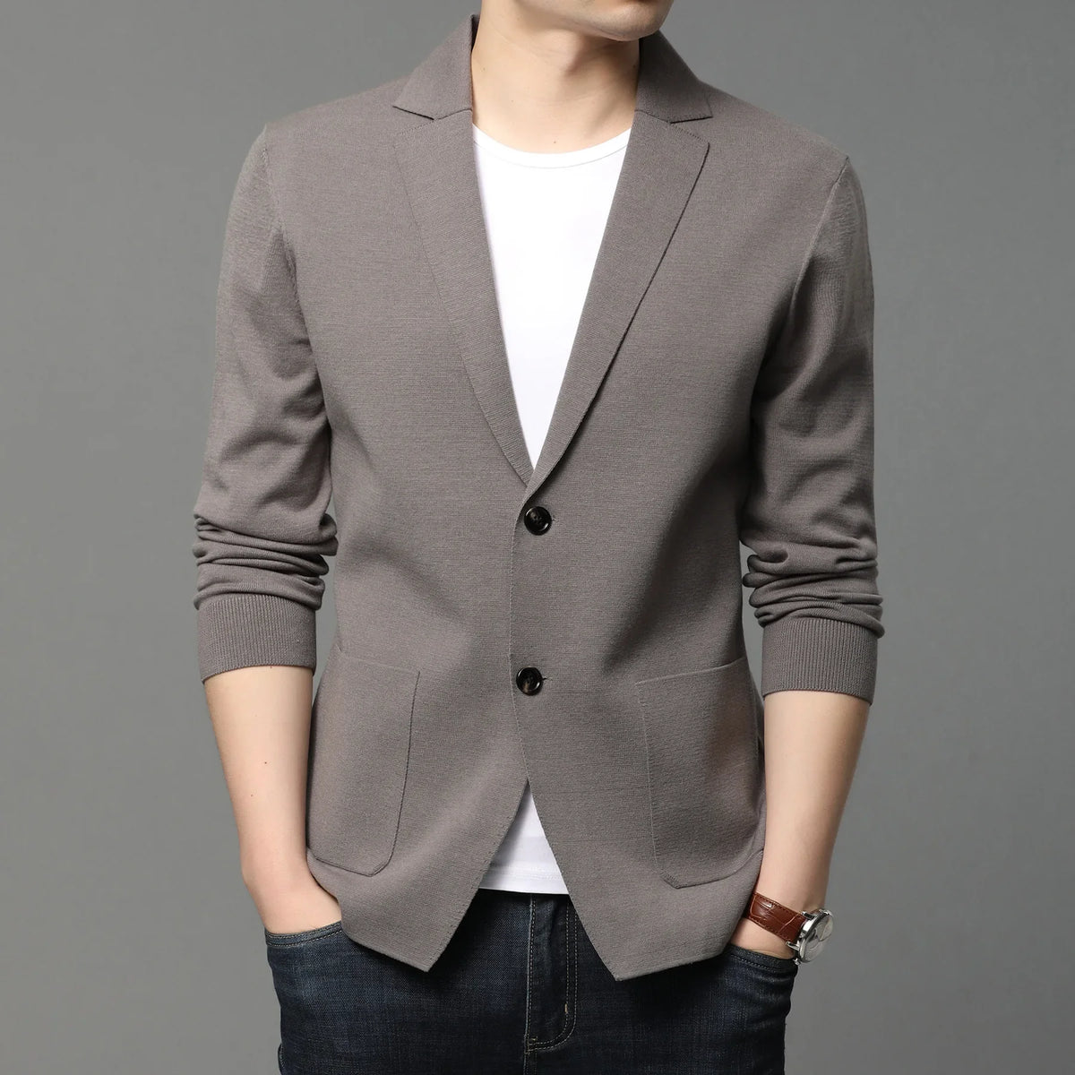 New Autumn Style Cardigan Men's Coat, Korean Version, Knitted Suit, Pure Color Sweater, Personalized for Young People's Coat
