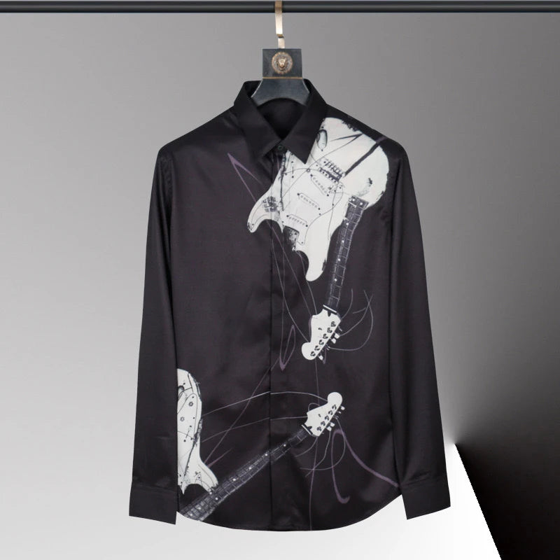 2025 new men's shirt 3D printed men's shirt casual long-sleeved lapel fashion design loose top large size xs-6xl soft fabric