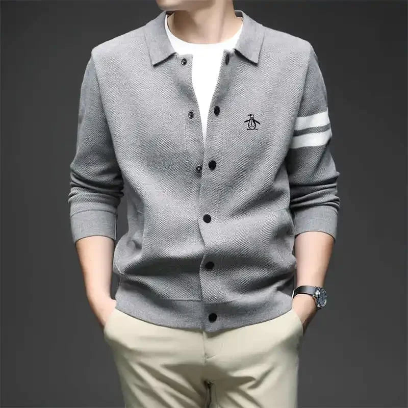 Men's golf knitted cardigan, stand-up collar, autumn men's sweater, all-rounder, business golf jacket, brand golf clothing