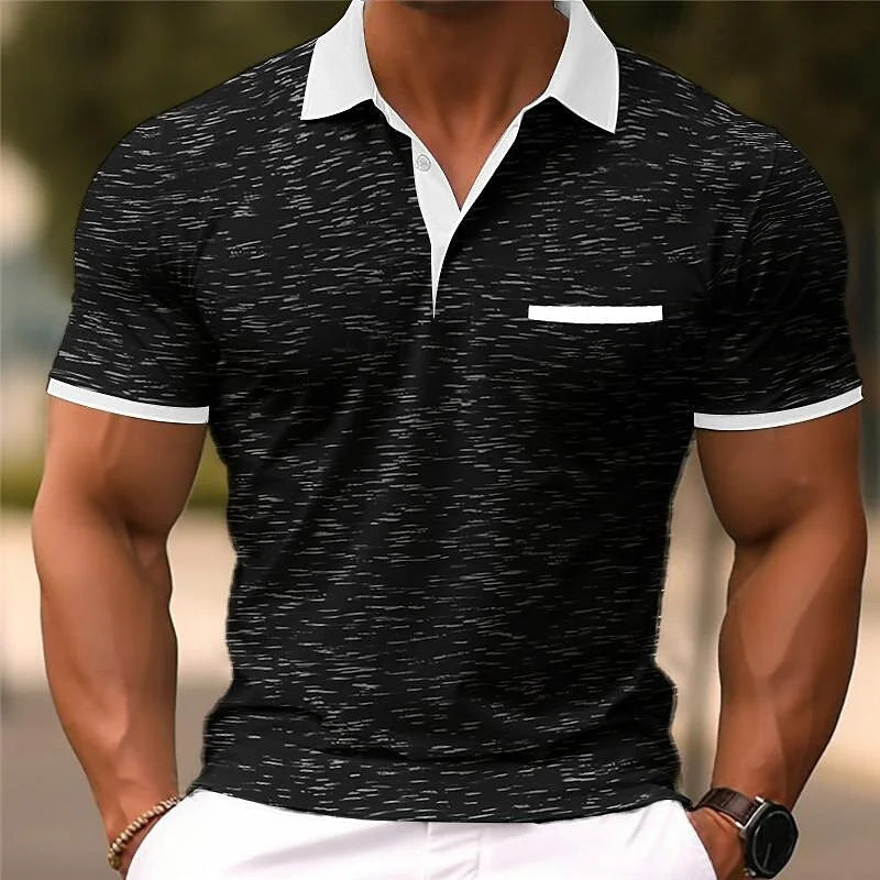 Men's Splice Shirt Short Sleeve Polo Shirt Print New Summer Street Clothing Casual Fashion Men's Top