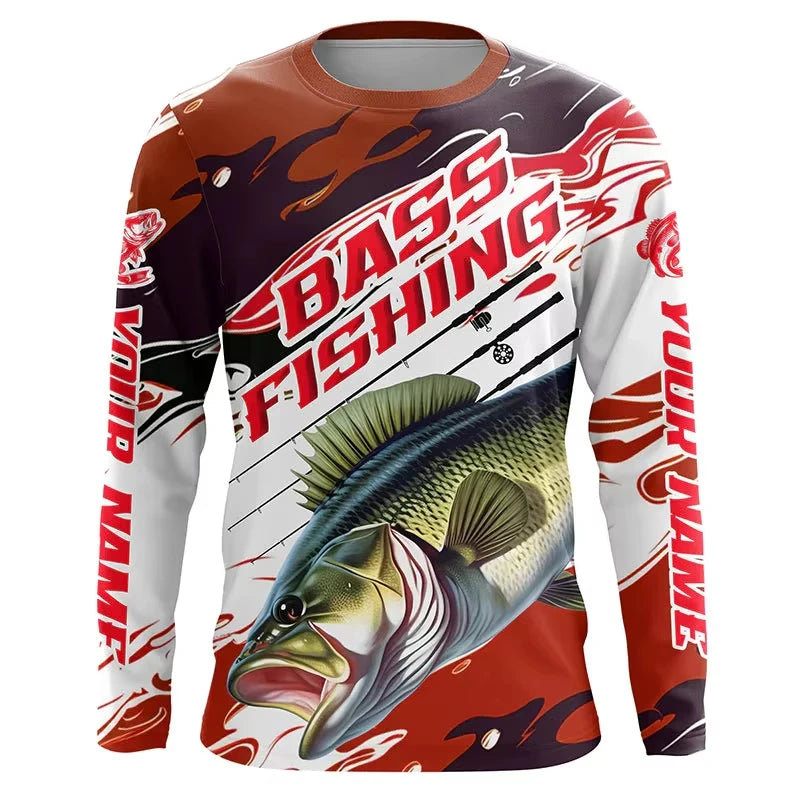 Fishing Shirts Men's T-Shirts Long Sleeve Mens Clothes Autumn Streetwear Crew Neck Pullovers Mens T Shirt Casual Men Clothing