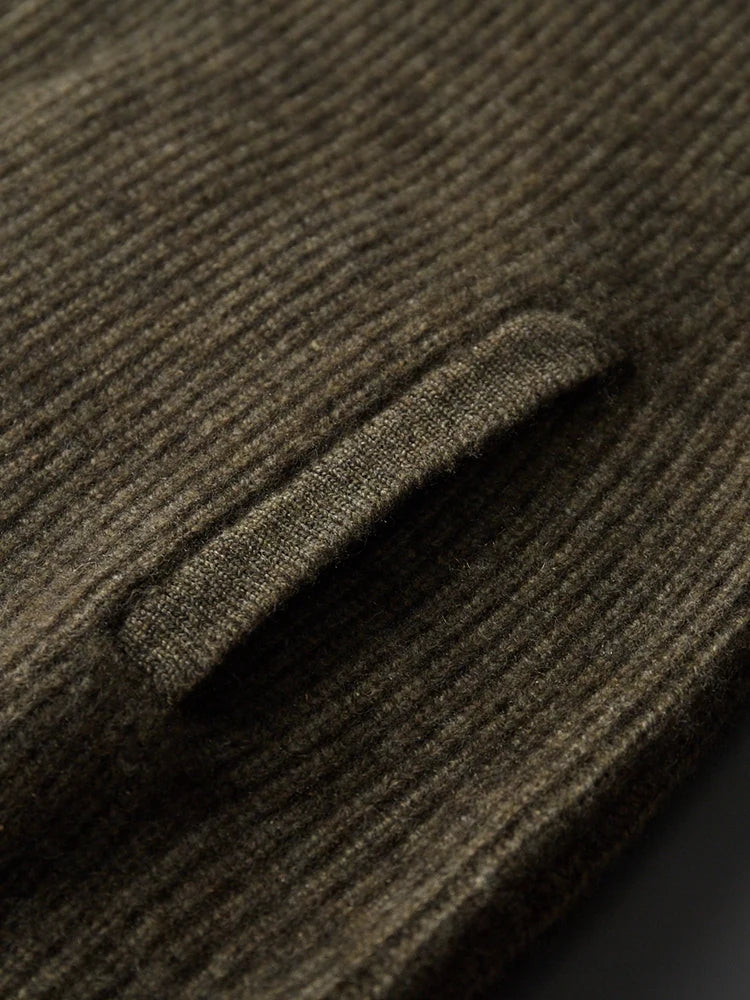 Luxury 100% Cashmere Cardigan for Men Mock Collar Thickening Sweater Autumn Winter Knitted Coat Soft Clothing Smart Casual Top