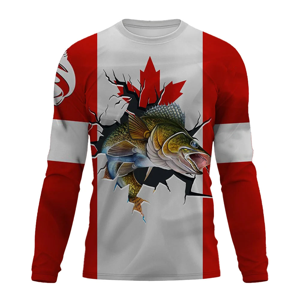Fishing Shirts Men's T-Shirts Long Sleeve Mens Clothes Autumn Streetwear Crew Neck Pullovers Mens T Shirt Casual Men Clothing