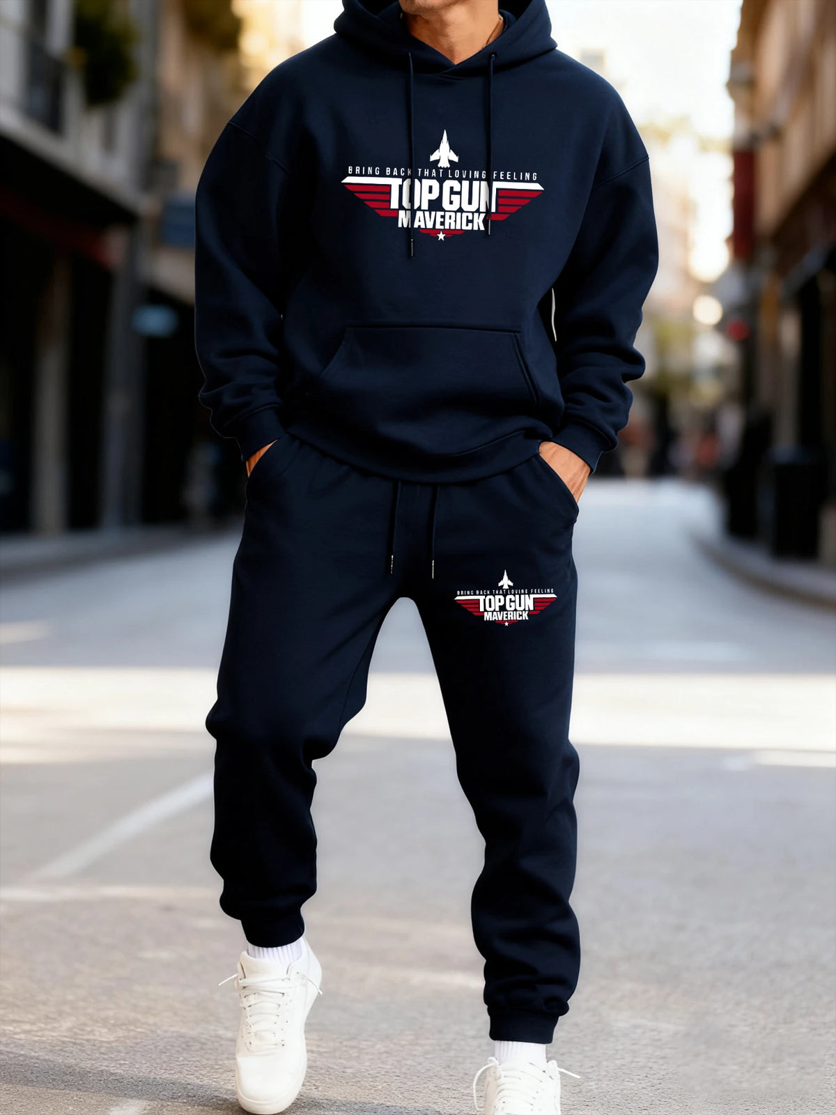 Top Gun Maverick Print Man'S Hoodie Set Sporty Long-Length Two Pices Sets Street Couple'S Sweatpants Autumn Fashion Clothing