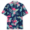 Anime Cartoon Flamingo Funny Shirt For Men Retro Plant 3D Print Leisure Quickly Dry Button Shirts Summer Street Popular Blouse